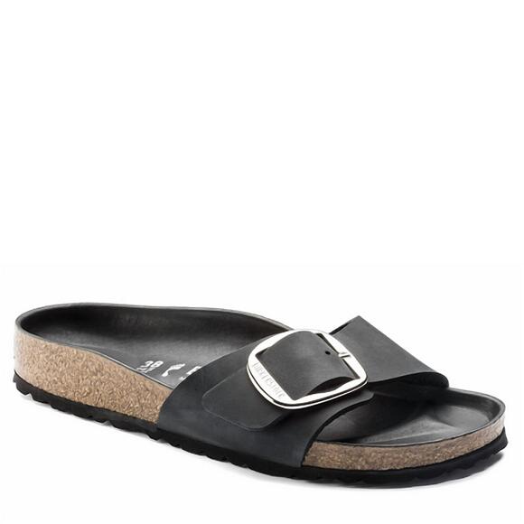NEW BIRKENSTOCK women\'s madrid big buckle leather sandal in black